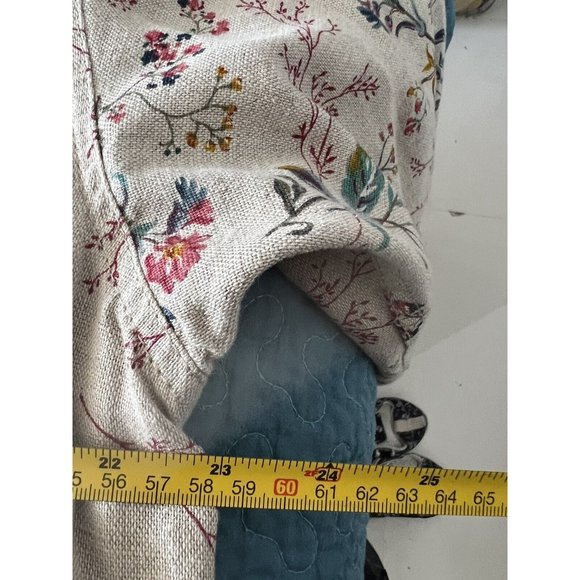 Vintage LizWear Sz L 90s Persian Floral Natural Linen Cotton Chore Jacket Coat - Picture 10 of 12